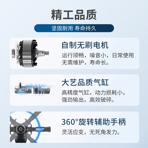 大艺电锤冲击钻安全离合锂电锤四用大功率打混凝土宝石蓝B6621 A7-B6621【4000毫安双电】