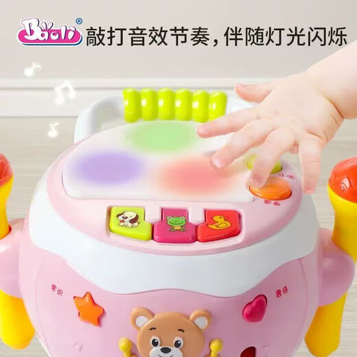 宝丽宝宝手拍鼓欢乐旋转鼓婴儿早教益智玩具0-3岁早教音乐启蒙 欢乐旋转鼓(红) 货号：1506