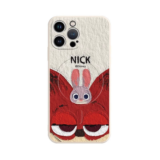 Disney (Disney) Crazy Zoo City Apple Phase Case Pareja Nick Judy Magna Magsafe Magnetic Wireless Carging New Silicone adecuado para hombres y mujeres Caso de protección anti-caza de inclusión completa Disney [Magnafonic Antique White] Fox Nick-MF1592 iPhone166PLUS