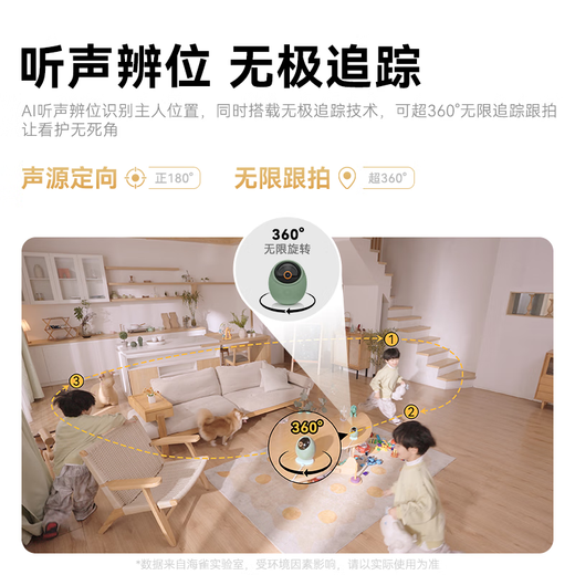 Haiqiu Huawei 8 million camera home monitor 360 degrees without dead corners and night vision panoramic voice call response to indoor baby care Max [4K version] 360 Infinite Tracking <Xangsong Green> Built-in 64G [Privacy Encryption]