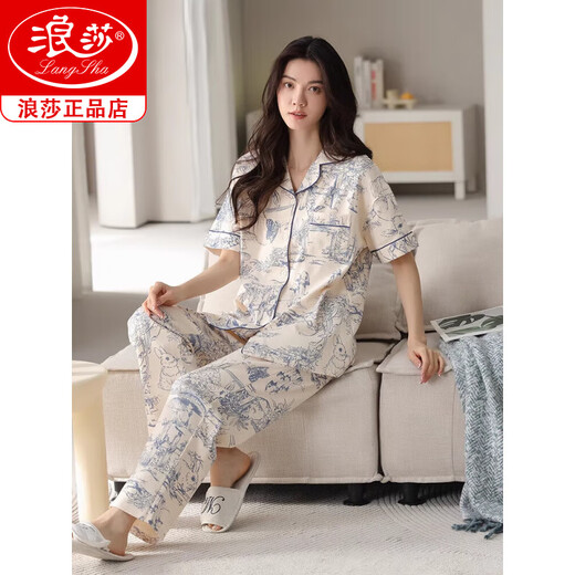 Langsha Pajamas para mujeres 2025 Nuevos pantalones de manga corta de algodón puro de verano para el cárdigan femenino Estilo delgado para ropa de ropa al aire libre