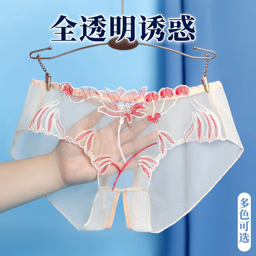 Sexy underwear, sexy vaginal open crotch, female temptation, no need to take off thong, can be worn outside, can be opened for women, pink M80110Jin Jin is equal to 0.5 kg