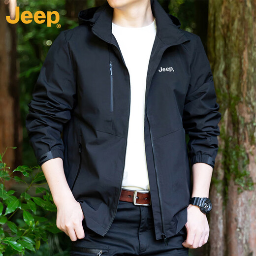Jeep (JEEP) American genuine warm three-in-one sports jacket men's autumn and winter outdoor mountain climbing detachable hooded assault jacket gray-single clip official genuine XL suitable for 145Jin Jin equals about 0.5 kg