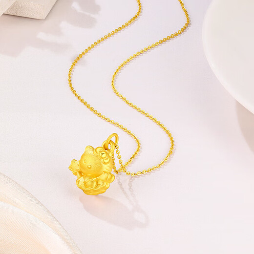 Yadige gold pendant for female hellokitty cat 3D hard gold pendant magic wand kt cat gift for female birthday wife Gold magic wand kt cat pendant about 2g free silver necklace