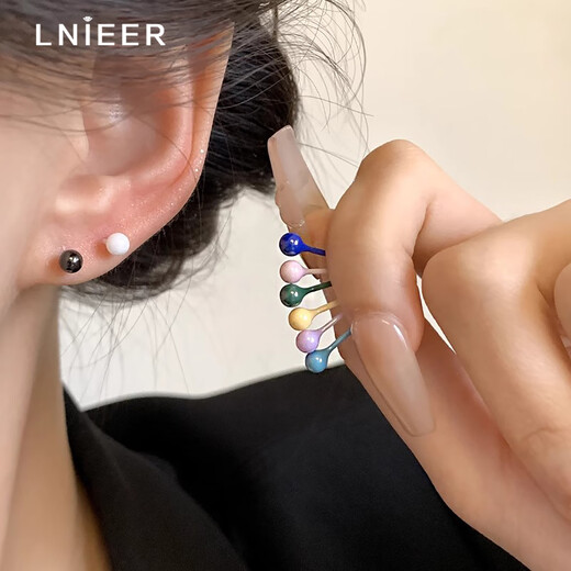 Lnieer medical bio-porcelain ear piercing earrings, anti-allergenic earrings, anti-clogging, no-removal ear bone nails, ear sticks, high-end earrings for women, white bio-porcelain earrings, medical grade ear piercing