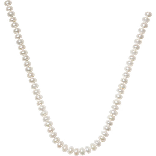 Saturday Fortune S925 Silver Buckle Pearl Necklace Mom Birthday Gift X058607 Oblate Round Approx. 7.5mm 45cm
