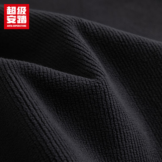Super ANTA Cloud Shell丨Fleece Sports Jacket Men's Autumn and Winter Water-Repellent Hiking Commuting Jacket 152546607U Zipper Pocket Basic Black-6 L/Male 175