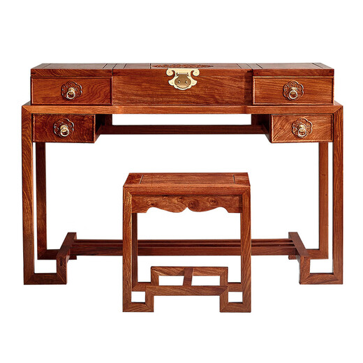 Dresser Bedroom Simple Modern Rosewood Flip Dresser Storage Cabinet Integrated New Chinese Style Dressing Table Xiangyun Dresser + Stool (Rosewood Color) Complete x Wood