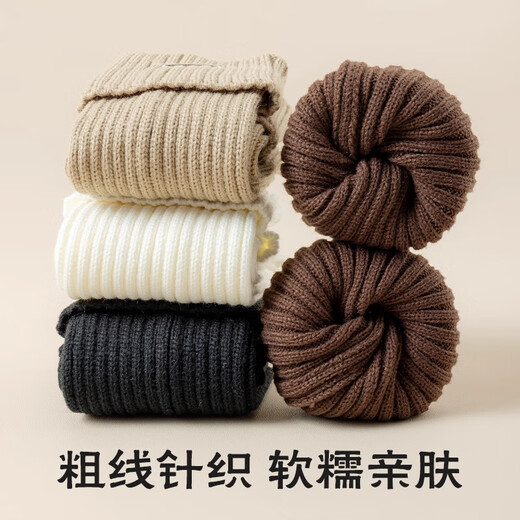 Yu Zhaolin children's socks for autumn and winter thickened and warm girls' pile socks Korean version solid color knitted calf covers for middle and large children
