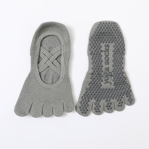 Ballet strap yoga socks women's non-slip socks breathable five-finger thin sweat-absorbent solid color Pilates socks sports socks romantic purple one size