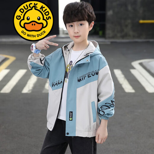 G.DUCKKIDS品牌童装男童秋装8新款外套中大童9春秋季10男孩帅气风衣13岁儿童 6627 加绒加厚冬装外套 黑色 120