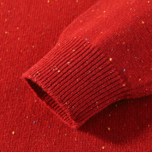 Antonio 400G heavyweight thickened Henry collar light luxury warm cashmere sweater for men 100% cashmere sweater holiday red color dots M /48 170/88A