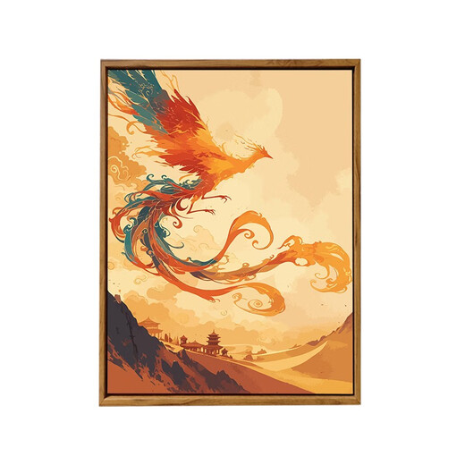 中国敦煌风凤凰数字油画DIY手工绘填充涂色感丙烯油彩装饰画 LL14109 30*40cm加厚实木内框