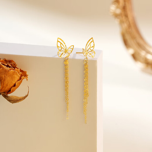 Chao Acer 18k gold earrings for women color gold earrings for girls birthday gifts to Jane EEK30008610 yellow K pair