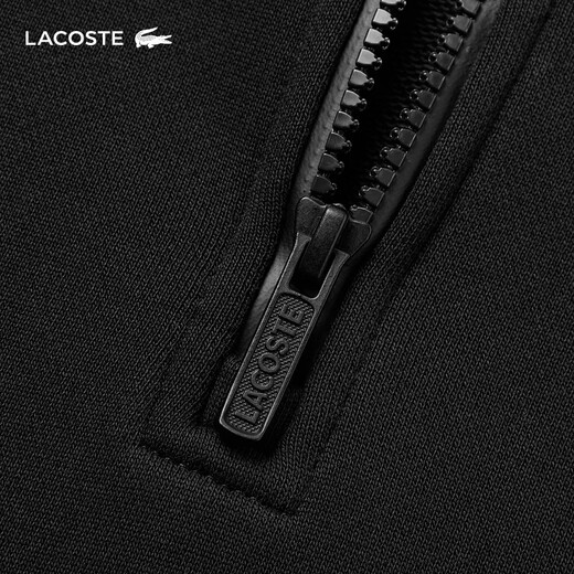LACOSTE crocodile français hommes et femmes même style 25 automne et hiver nouvelle mode sweat-shirt à demi-zip | SH2735 031/noir M