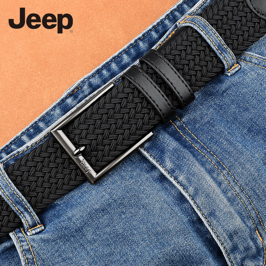 JEEP belt men's punch-free pin buckle canvas woven high elastic trousers belt is a practical birthday gift for boyfriend and husband