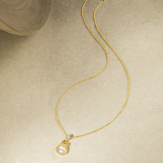 Saturday Fortune (ZLF) S925 silver chalcedony necklace small lucky bag pendant for girlfriend’s birthday gift pendant chain length 40+5cm