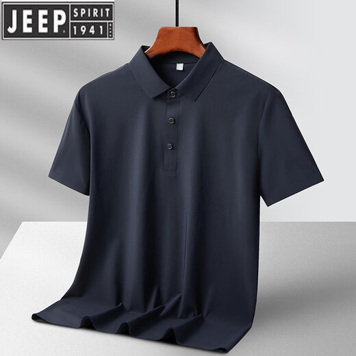 JEEP SPIRIT吉普2025冰丝速干POLO衫男士夏季薄.款感无痕凉感夏装短袖t恤 6629深灰 M -110斤