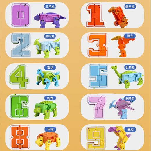 Qiji Digital Transforming Roboter Toy Assembly Bausteine ​​Dinosaurier -Transformation Jungen am 1. Juni Kindertagsgeschenkset integriert