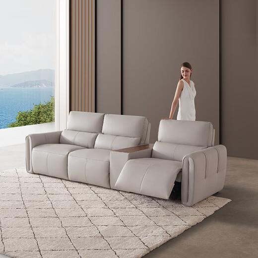 
Lezhibao LAZBOY leather sofa living room cream style simple leather size apartment electric function white dimming time 671 Earl dark brown - 3.04m - large - 3 people + several sets