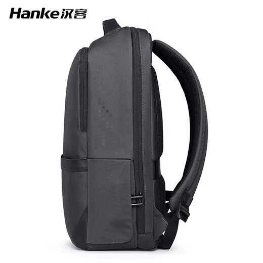 汉客（HANKE）出差商务版双肩包男士轻便电脑包大容量通勤背包旅行学生书包 16寸曜石黑通勤版(可放14寸电脑)