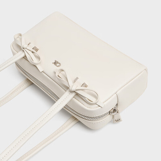 
CHARLES/KEITH25 autumn new product bow long shoulder strap underarm bag pillow bag Chinese Valentine's gift SL2-20681234 Daisy Chalk pink white M