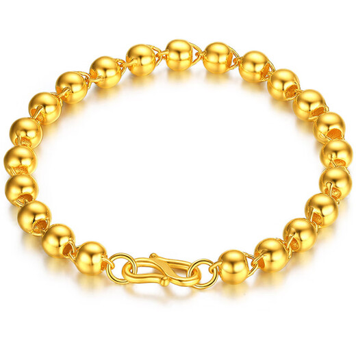 Laomiao 18K gold round bead bracelet 999 gold silver-covered classic men's and women's transfer bead bracelet Buddha beads gold store gift round bead bracelet 6MM