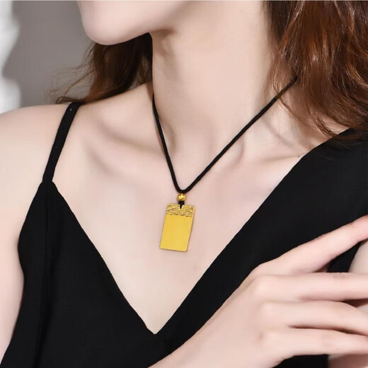 VZZS gold package silver Xiangyun Wushi brand pendant ancient method Ping An Wu Shi square brand solid necklace for men and women the same style Xiao Wu Shi brand