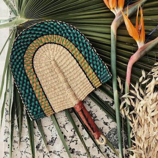 BEYZKRoomology imported from Africa Ghana hand-woven straw woven fan ins color decorative fan BGF-12352