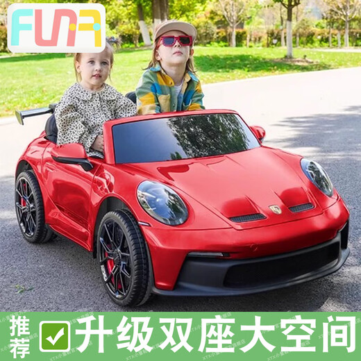 Children's Shoes Porsche 911 Double Extra Large Children's Electric Car Four-Wheeled Remote Control Car Baby Toy Car Painted Red Upgraded Powerful Version 24V10A+MP4 LCD Screen