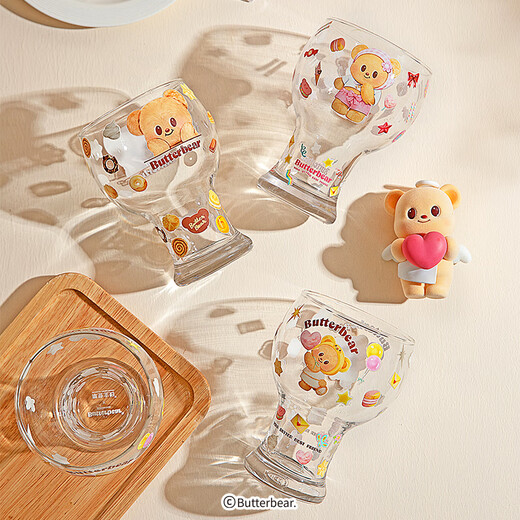 Modern Housewife Butter Bear Beer Cup Glass Home Drinking Cup High-Looking Cup Juice Cup Dessert Bear Beer Cup 450ml