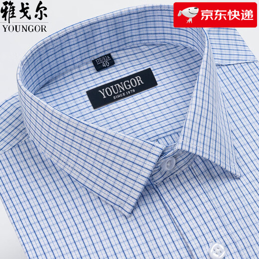 CEO YAGEOL Camisa de manga larga para hombres Spring y Autumn Cotton Pure Cotton No-Iron Middle Engy Business Plaid Formal Camiseta 6630 38 Sugerencias [70-95Jin [Jin equivale a 0.5 kg]]]