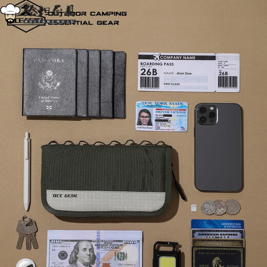 
MieLanat anti-theft passport clip travel business trip waterproof certificate storage bag RFID portable passport crossbody bag khaki