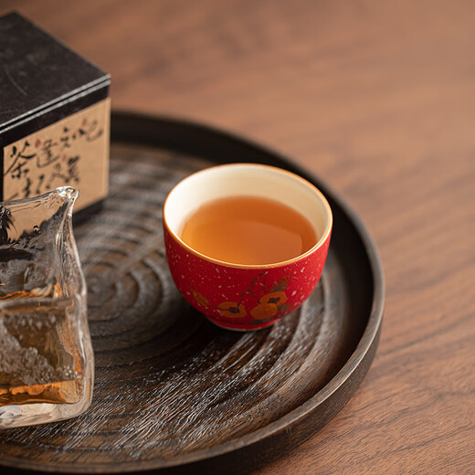 Su's Ceramics National Trend Forbidden City Red Persimmon Ruyi Large Capacity Master Cup Tea Cup Tea Cup