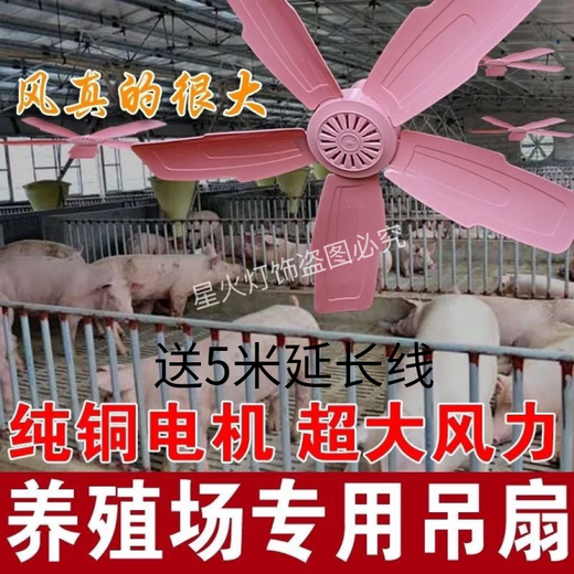天颛猪圈专用吊扇养猪场养狗养殖猪舍通风散热电风扇三叶工厂大风挂扇 1050mm大款风扇+加5米线 其他