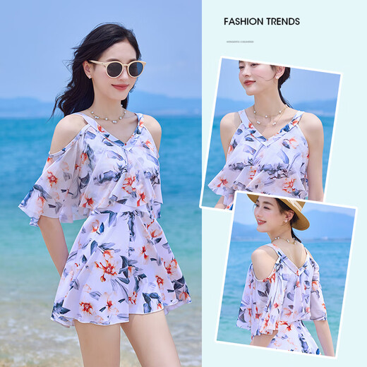 
LangSha skirt swimsuit women's fresh and age-reducing flesh to hide and slim U-shaped backless high-end beach hot spring vacation swimsuit