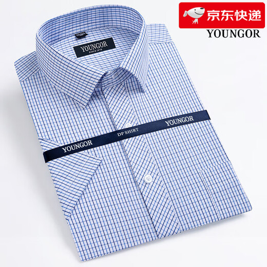 CEO Yageol Summer Herren Kurzarm Shirt Business Formale Kleidung Casual Locker Arbeit ohne Eisen kariertes Plaid-Hemd Männer DX6628 41 (empfohlenes Gewicht 145-160jin [Jin gleich 0,5 kg])
