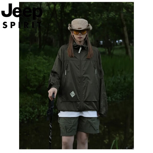Jeep (Jeep) Jaqueta de pareja de seda de hielo al aire libre para mujeres en verano Nuevo trabajo informal con capucha Jacketing para hombres Negro (UPF50+ Versión de calidad) [Recomendado] 2xl [recomendado 160-175Jin [Jin equivale a 0.5 kg]]]