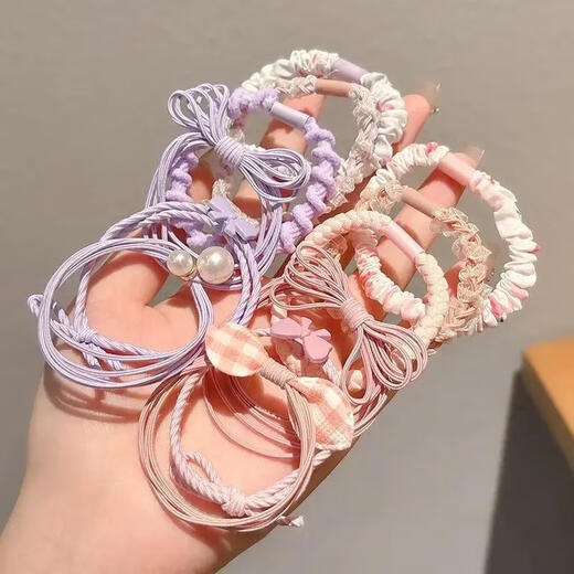 Zhao Lusi's same style dopamine durable headband for women small clear high elastic ponytail hair tie hair band rubber band blue series 6-piece set