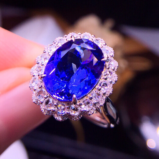 Shien 18k gold inlaid natural oval 5A tanzanite ring for men and women, Valentine's Day birthday gift