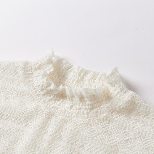 Xiangying French white lace shirt for women 2025 autumn and winter new style half-high collar right shoulder bottoming shirt temperament hollow top Lubai M