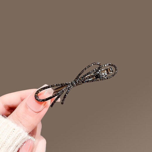 High-grade velvet black hairpin bow forehead broken hairpin hairpin bangs new side temperament duckbill black bow hairpin pair A-15