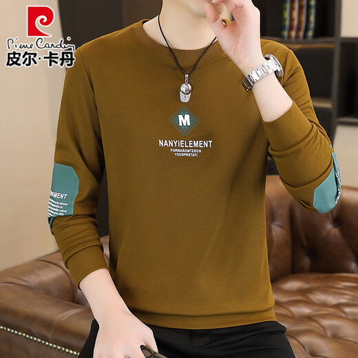 
Pierre cardin men's sweatshirt autumn and winter plus velvet white autumn clothes long-sleeved T-shirt trendy brand spring clothes men's trendy clothes 9905 spring and autumn white thin model M [Suggest 90-110Jin [Jin equals 0.5 kg]]