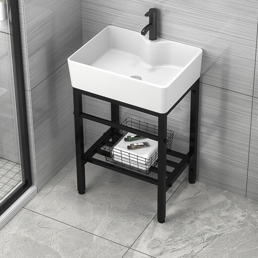JPHZNB Floor-Sanding Forme Bathroom Wash Basin Small Apartment Bracket Mand Basin lavabo Basin Basin Armoire de salle de bain 4837E BASIN + DRAIT DE STAND