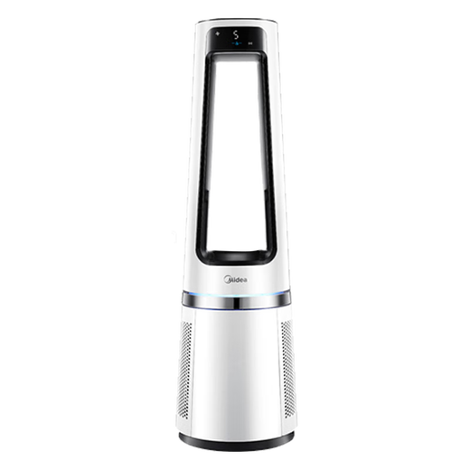 Midea National Subsidy New Bladeless Fan Intelligent Temperature Sensing Household Soft Sound High Wind Floor Fan Bedroom Sleeping Soft Wind Tower Fan Wind Changes with Temperature Sterilization Fan Polar White Heating and Cooling Purification and Sterilization Mobile Phone/Voice Intelligent Control