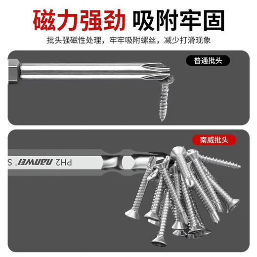 Nanwei cross one-word bit bit strong magnetic anti-slip super hard hand electric drill electric screwdriver driver machine dual-use set industrial grade eleven-word 110mm 5-pack