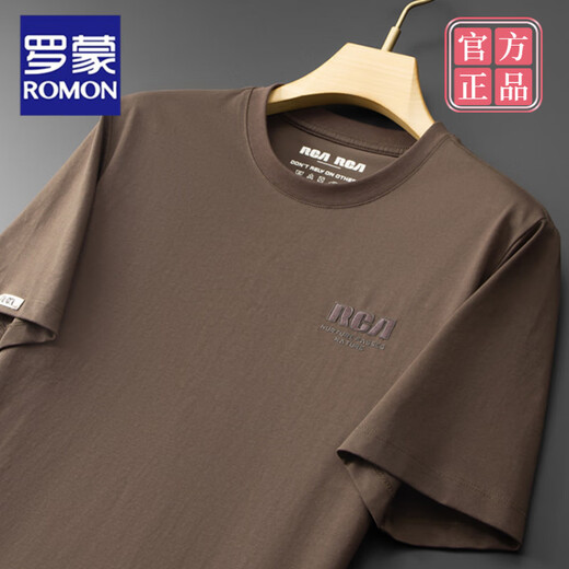 Romon Summer Nuevo algodón de algodón de algodón pesado de peso pesado Camiseta de algodón de algodón de algodón corto de manga corta Camiseta redonda de cuello redondo de verano Negro [HY6626] M (peso 90-110Jin [Jin equivale a 0.5 kg])