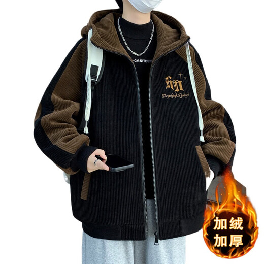 QLTQZQ加绒加厚外套男孩13初中学生棒球服夹克15岁青少大童秋冬装 6625米白(单件外套) 加绒 加厚 M 90-110斤左右