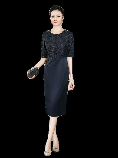 
Gaoguixi mother-in-law wedding dress and evening dress cheongsam Spring small wedding mother can wear dresses for daily weddings Navy blue 9764 Collect and purchase priority delivery M 85Jin[Jin is equal to 0.5 kg]-95Jin[Jin is equal to 0.5 kg]