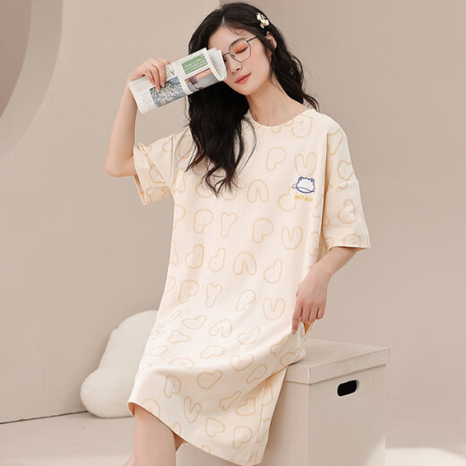 Lexi Beiluo cotton short-sleeved nightgown ladies summer home furnishing Developer cartoon set H702 180 170(XL)